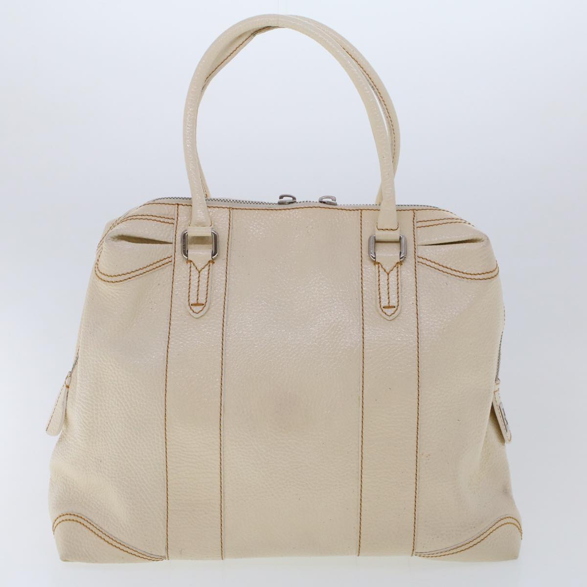 FENDI Hand Bag Boston Bag Leather 2Set Brown White bs6797