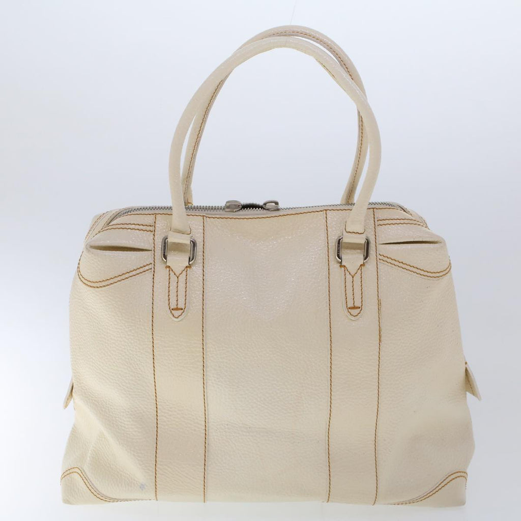 FENDI Hand Bag Boston Bag Leather 2Set Brown White bs6797