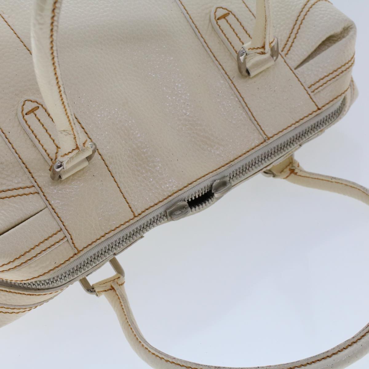 FENDI Hand Bag Boston Bag Leather 2Set Brown White bs6797