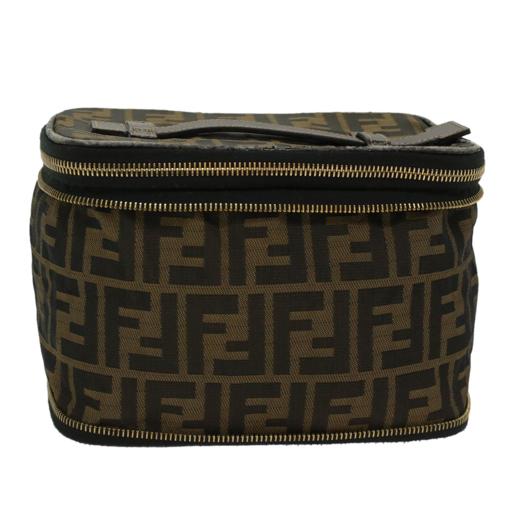 FENDI Zucca Canvas Vanity Cosmetic Pouch Black Brown bs6864