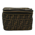 FENDI Zucca Canvas Vanity Cosmetic Pouch Black Brown bs6864