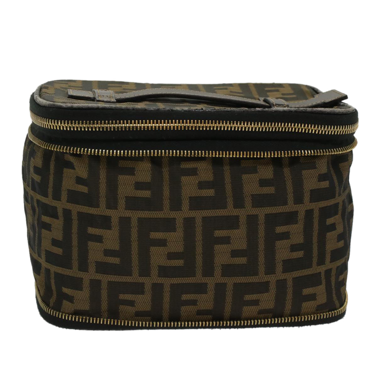 FENDI Zucca Canvas Vanity Cosmetic Pouch Black Brown bs6864