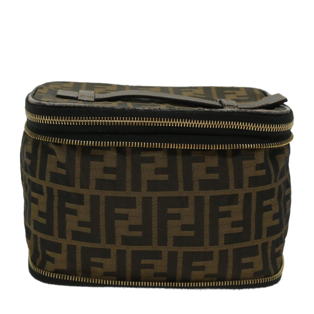 FENDI Zucca Canvas Vanity Cosmetic Pouch Black Brown bs6864