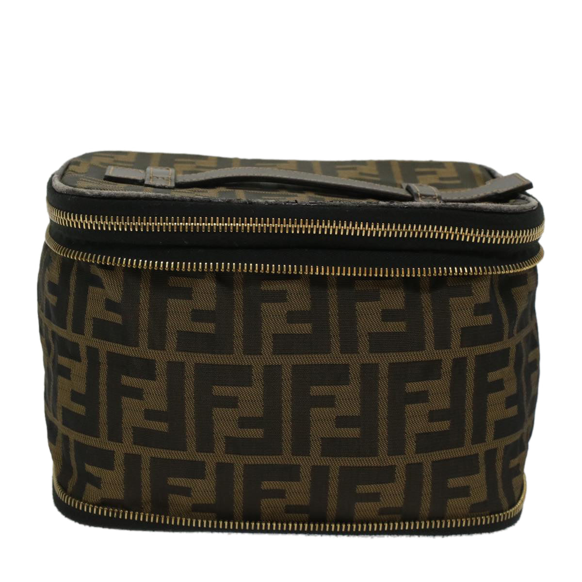 FENDI Zucca Canvas Vanity Cosmetic Pouch Black Brown bs6864