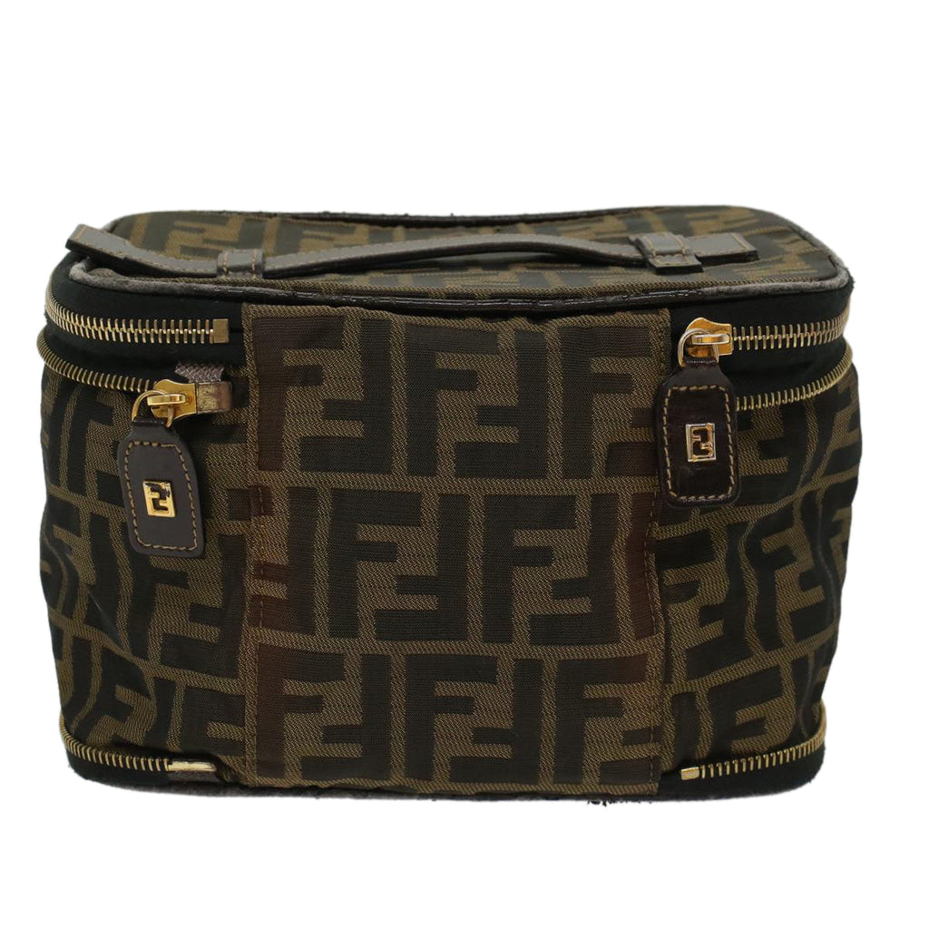 FENDI Zucca Canvas Vanity Cosmetic Pouch Black Brown bs6864