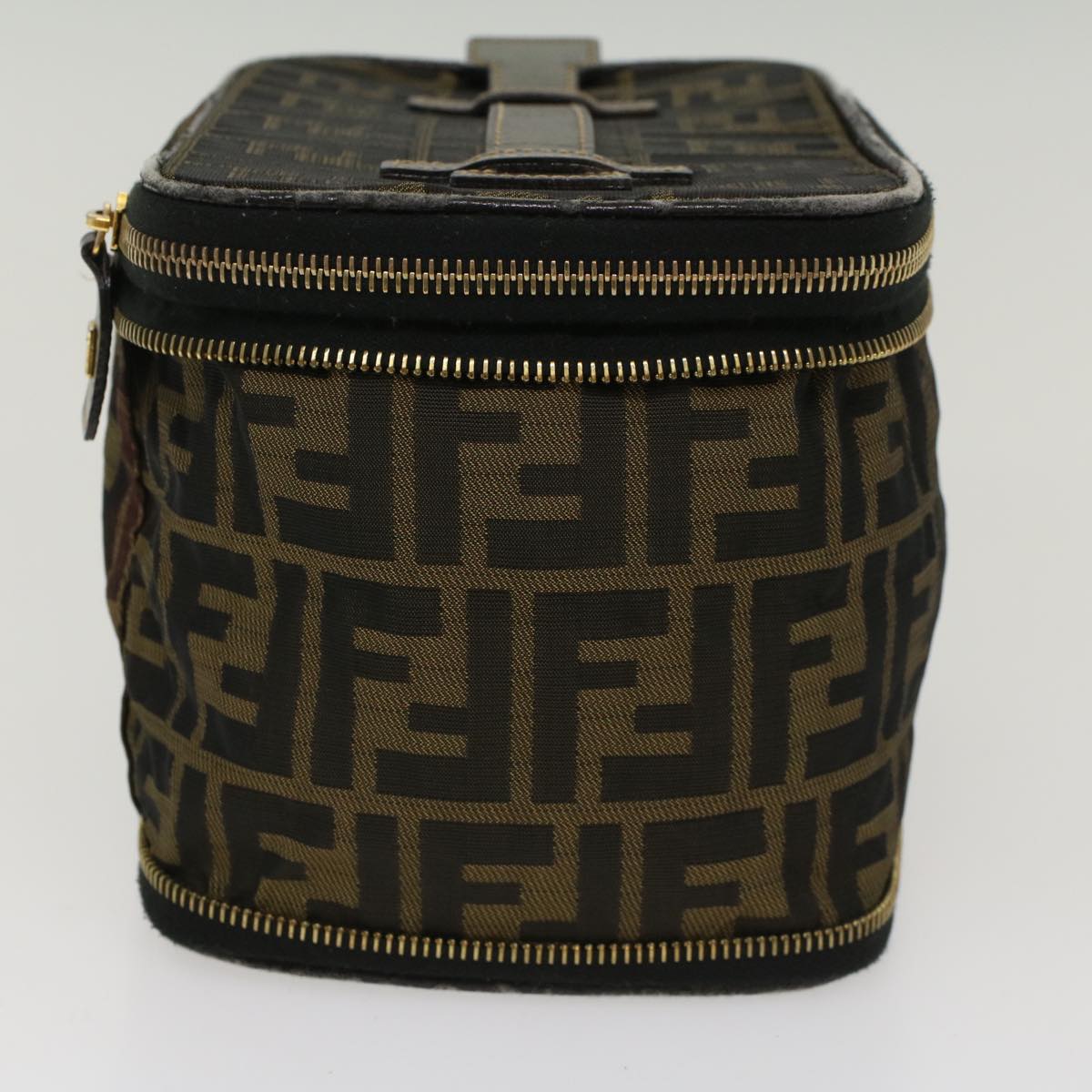 FENDI Zucca Canvas Vanity Cosmetic Pouch Black Brown bs6864