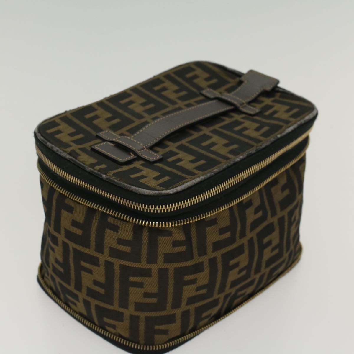 FENDI Zucca Canvas Vanity Cosmetic Pouch Black Brown bs6864