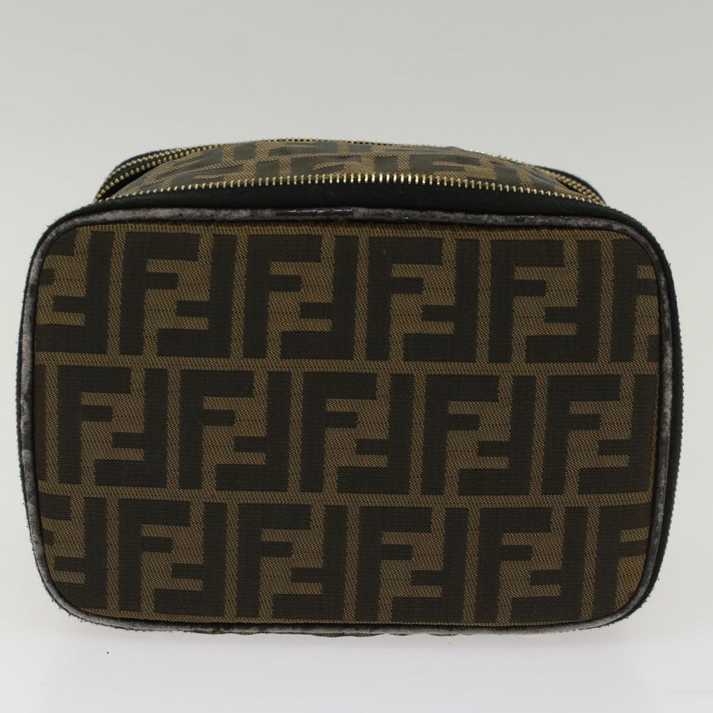 FENDI Zucca Canvas Vanity Cosmetic Pouch Black Brown bs6864