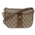 GUCCI GG Canvas Web Sherry Line Shoulder Bag PVC Leather Beige Green bs6920