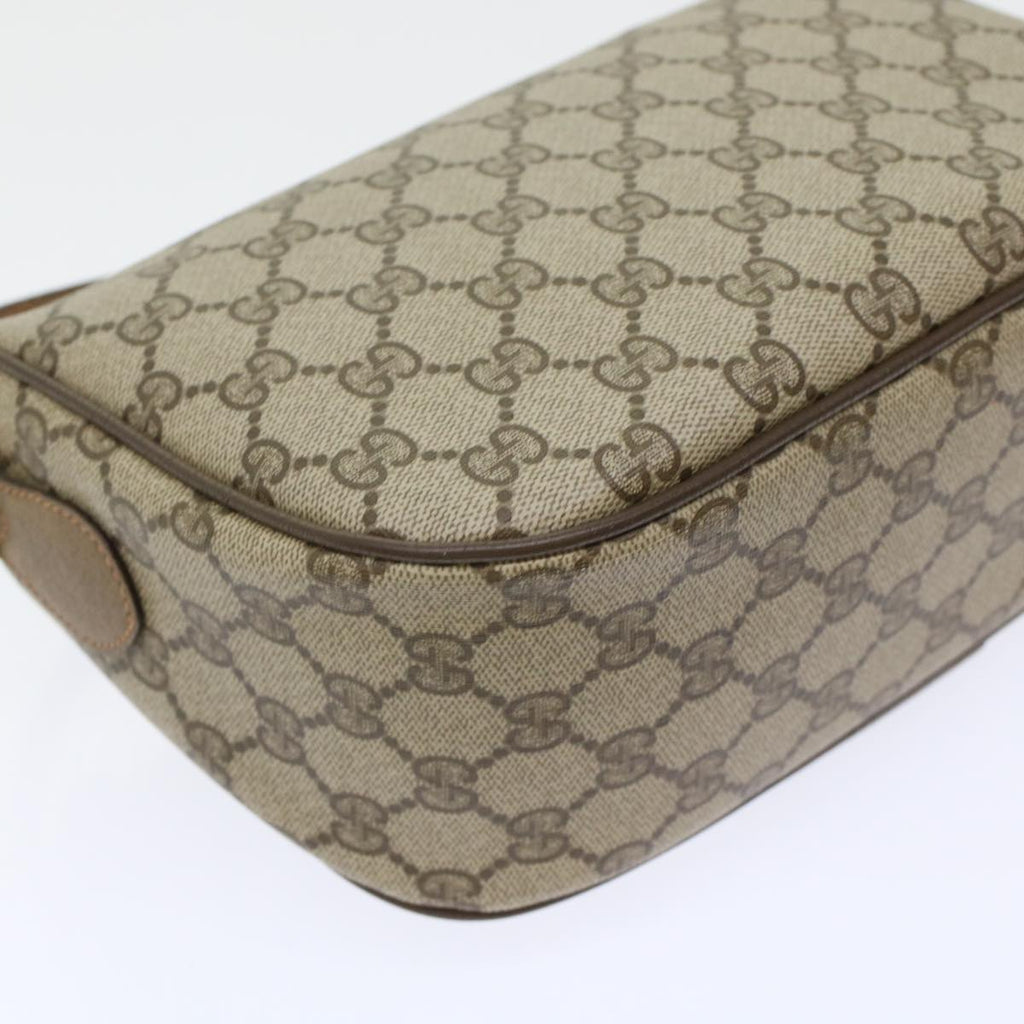 GUCCI GG Canvas Web Sherry Line Shoulder Bag PVC Leather Beige Green bs6920