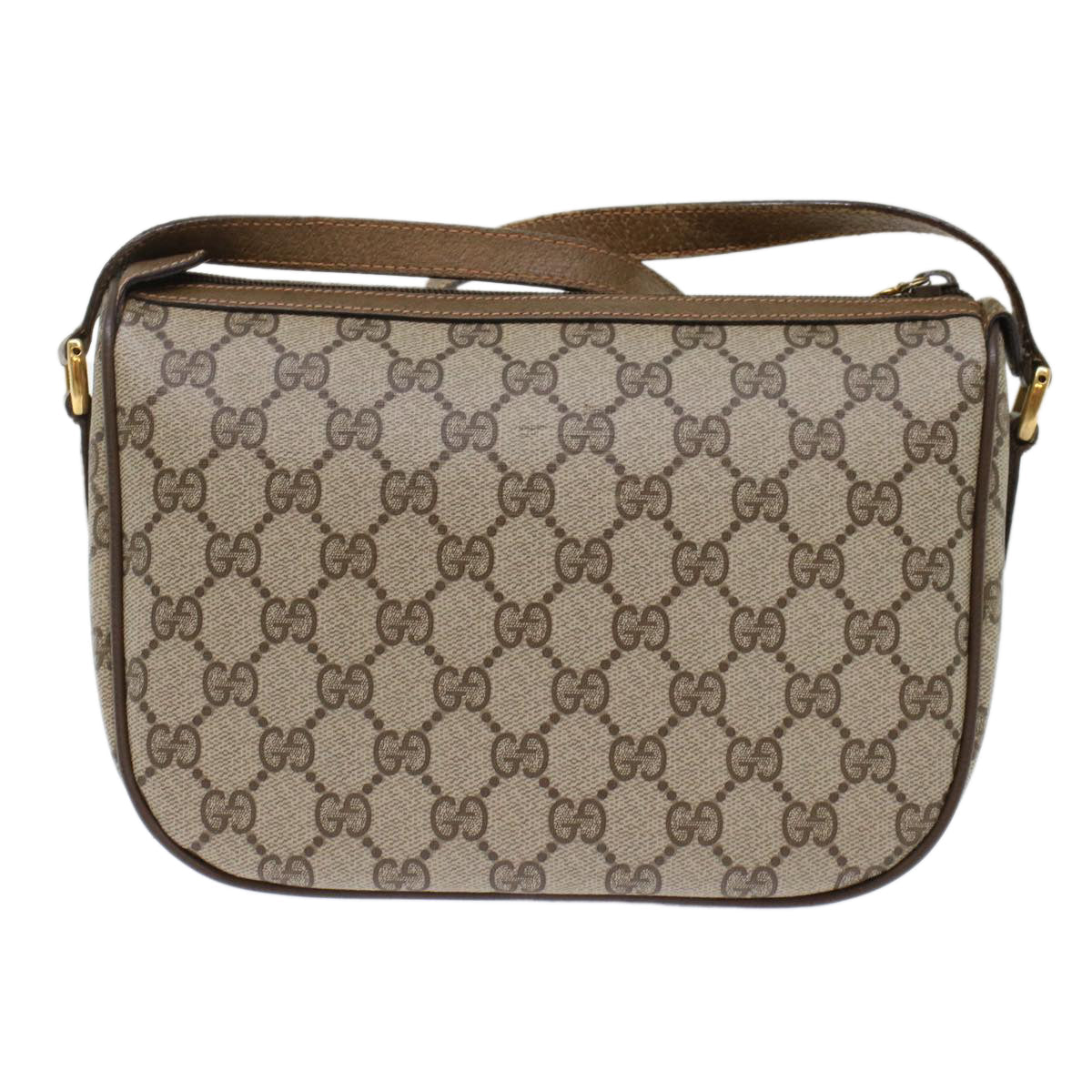 GUCCI GG Canvas Web Sherry Line Shoulder Bag PVC Leather Beige Green bs6920