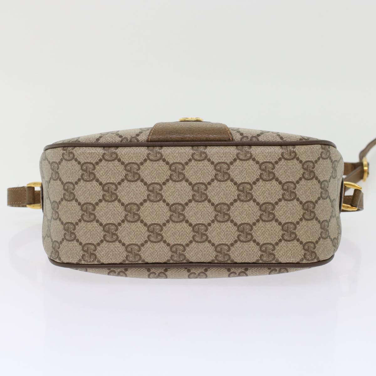 GUCCI GG Canvas Web Sherry Line Shoulder Bag PVC Leather Beige Green bs6920