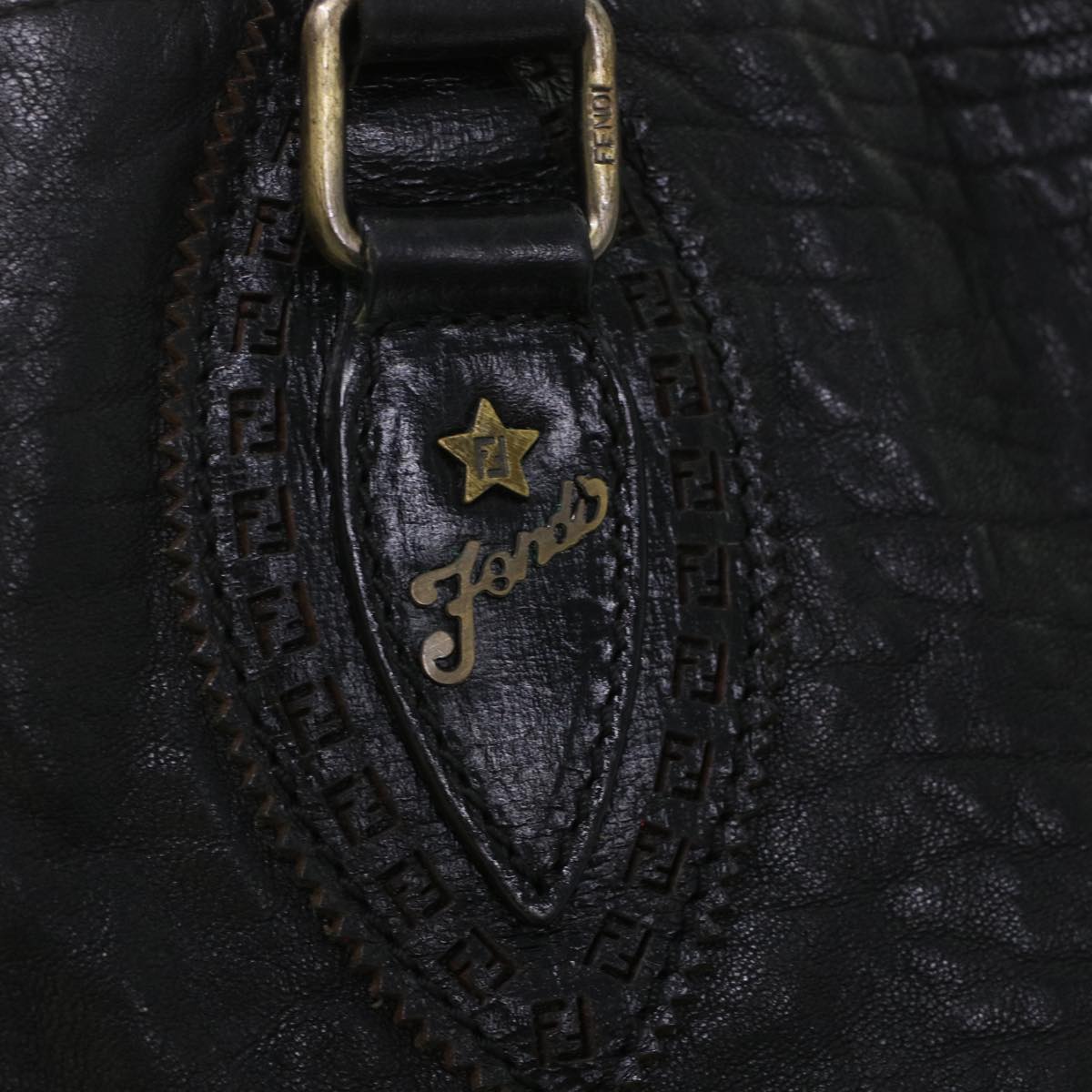 FENDI Shoulder Bag Leather Black bs6922