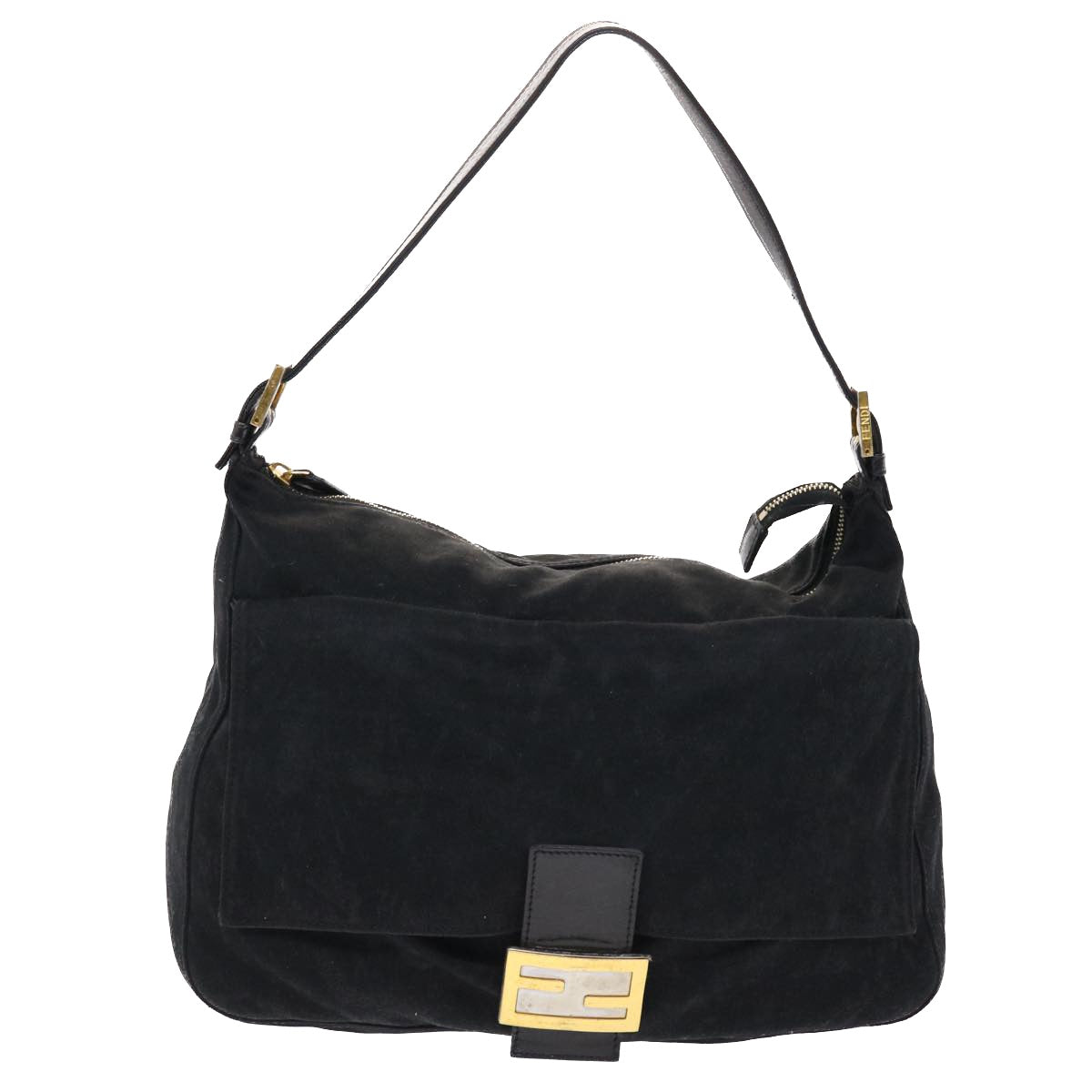 FENDI Mamma Baguette Shoulder Bag Nylon Black bs6935