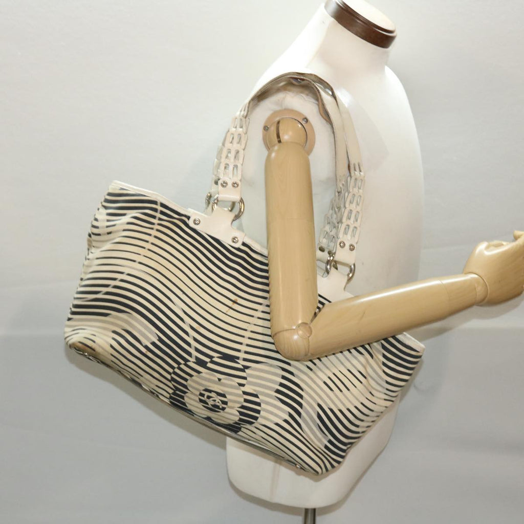 CHANEL Shoulder Bag Canvas White CC bs6944