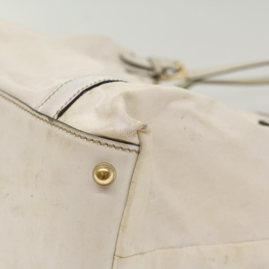 GUCCI Web Sherry Line Shoulder Bag Coated Canvas White Red 162094 bs6990