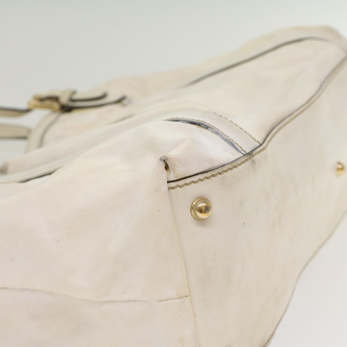 GUCCI Web Sherry Line Shoulder Bag Coated Canvas White Red 162094 bs6990