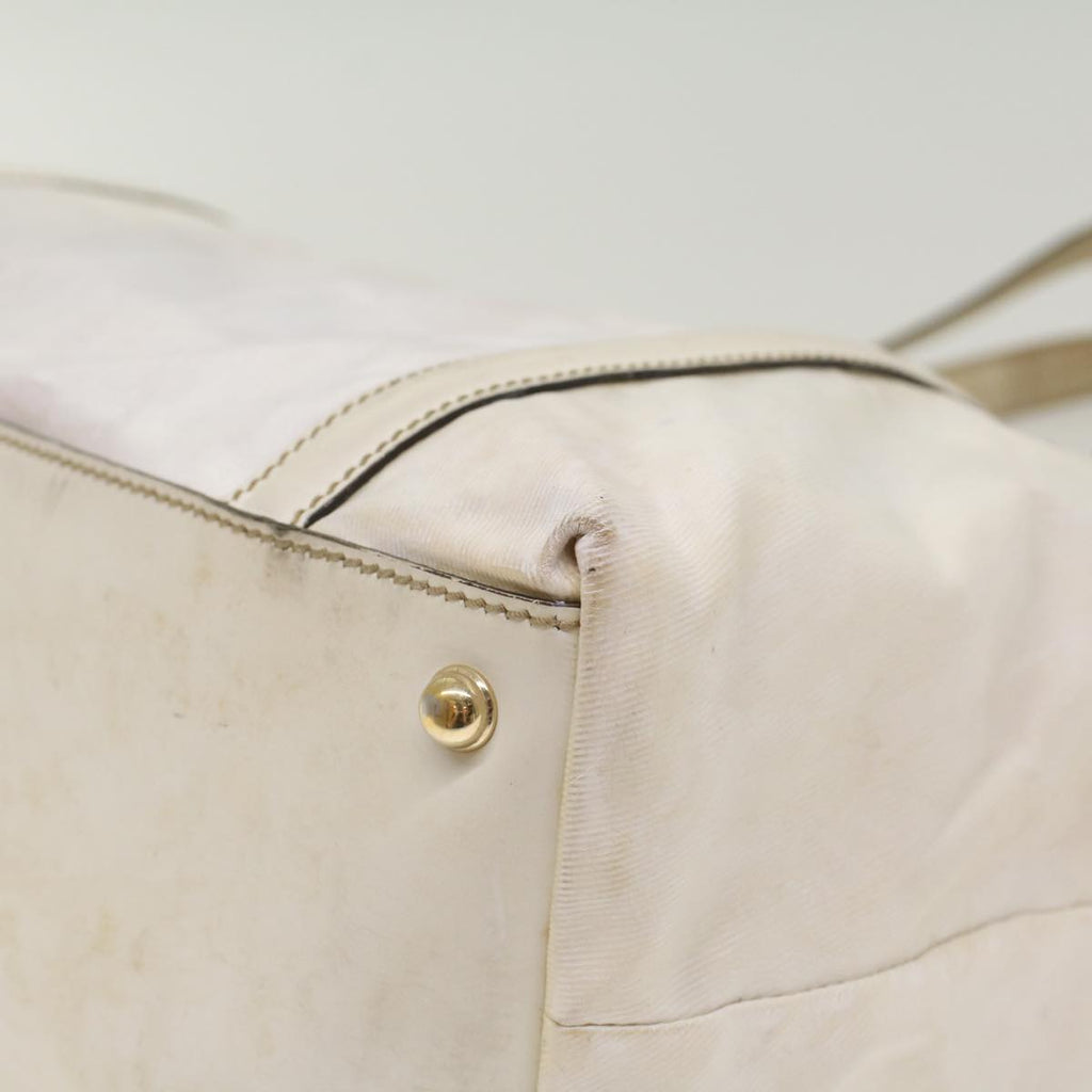 GUCCI Web Sherry Line Shoulder Bag Coated Canvas White Red 162094 bs6990