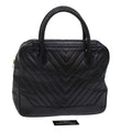 CHANEL V Stitch Hand Bag Leather Black CC bs7027