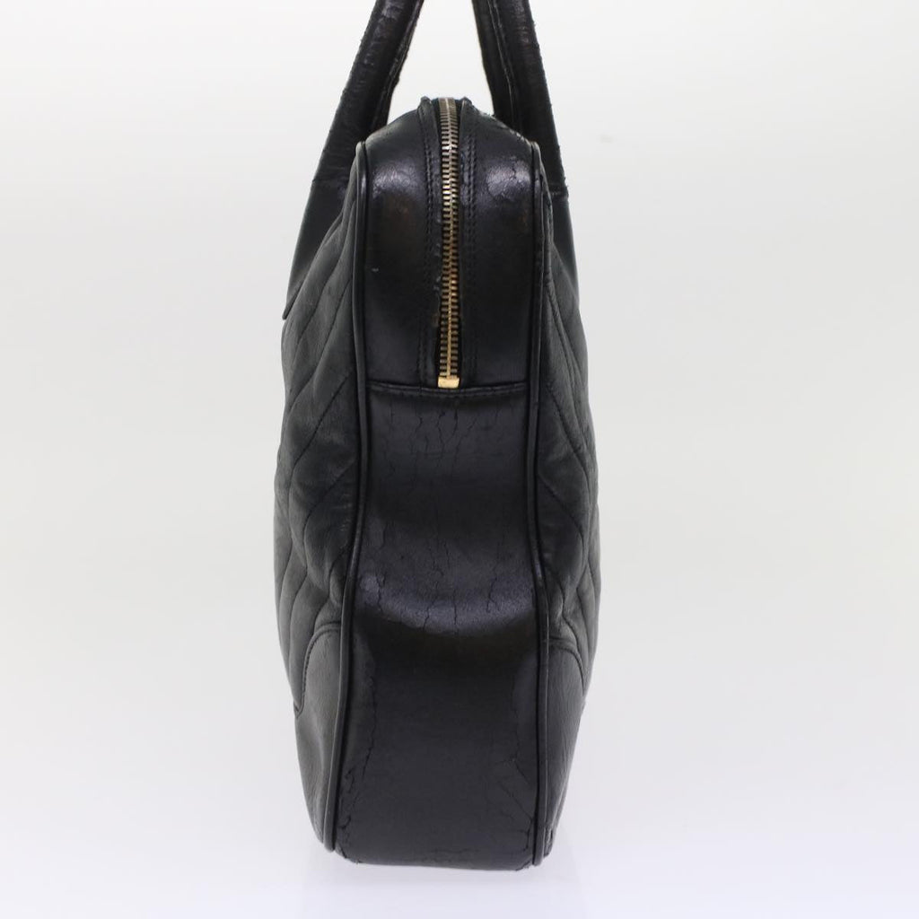 CHANEL V Stitch Hand Bag Leather Black CC bs7027