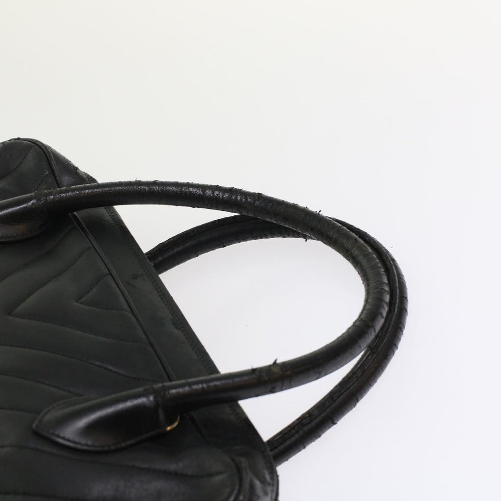 CHANEL V Stitch Hand Bag Leather Black CC bs7027