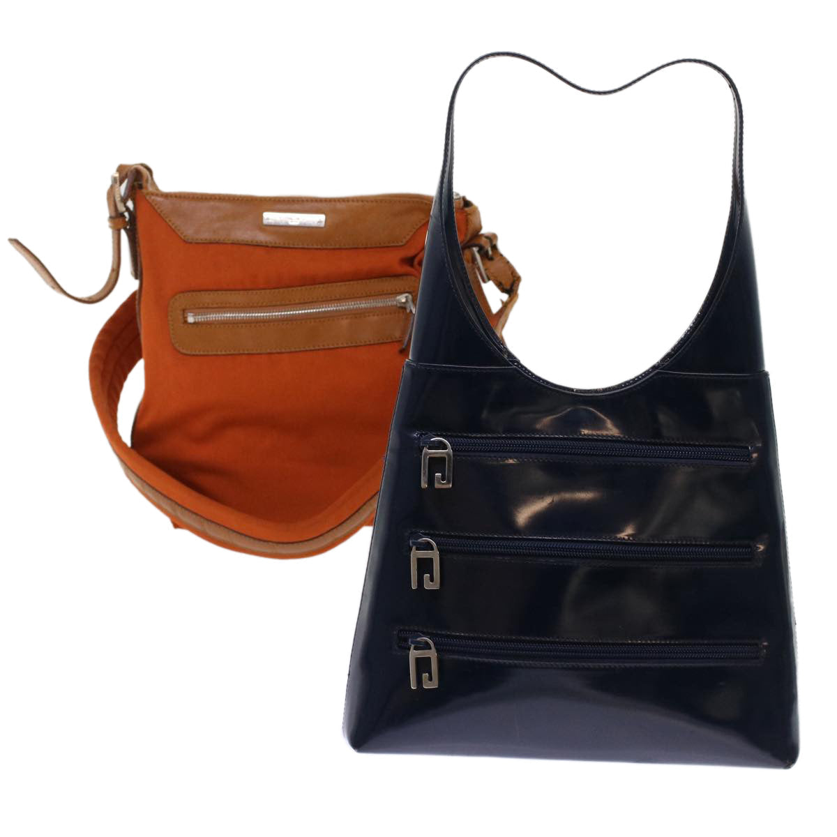 GUCCI Shoulder Bag Leather Canvas 2Set Navy Orange bs7033