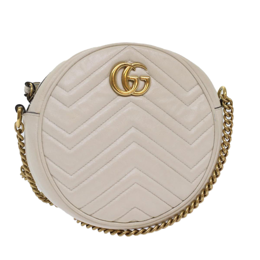 GUCCI GG Mormant Shoulder Bag Leather White 550154 bs7044