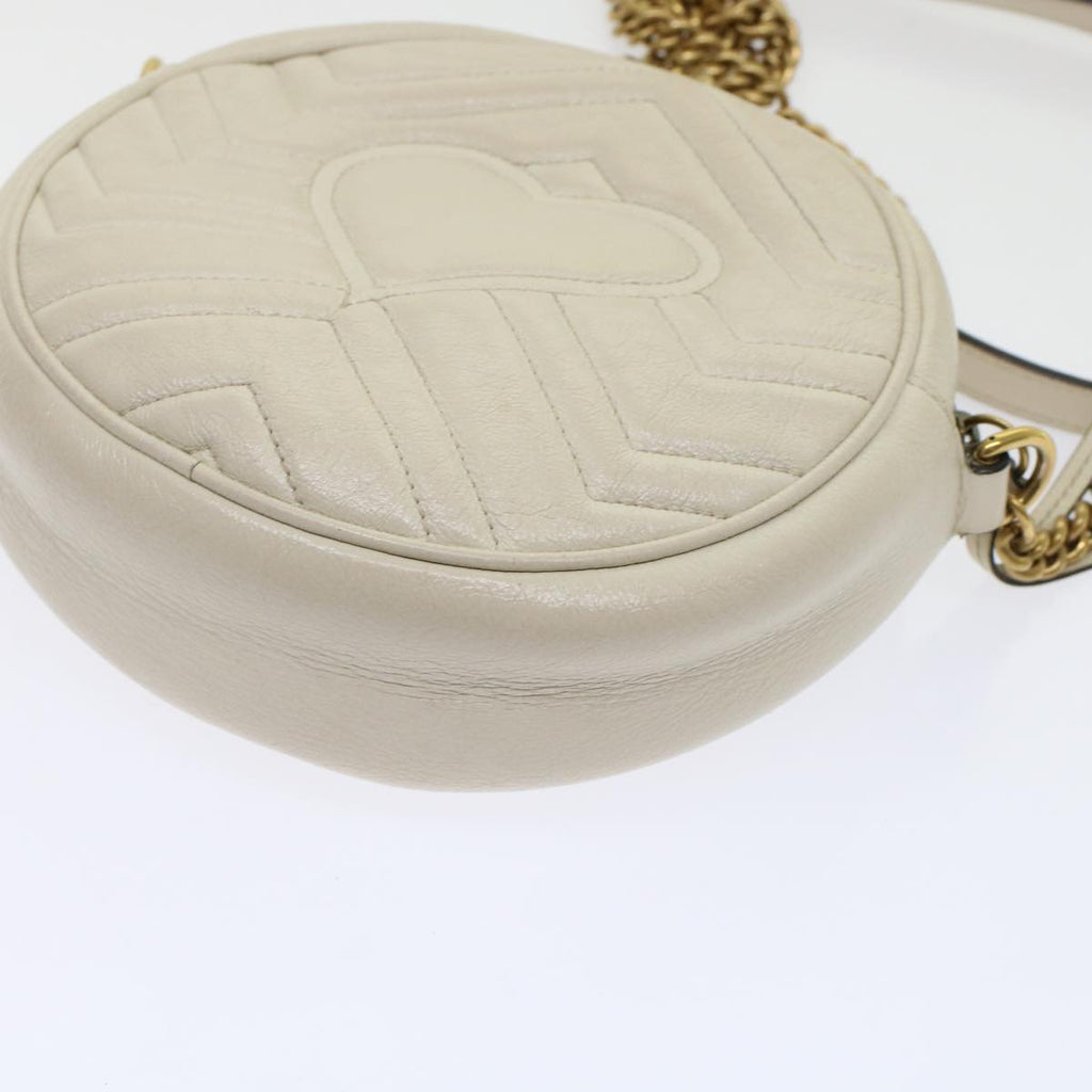 GUCCI GG Mormant Shoulder Bag Leather White 550154 bs7044