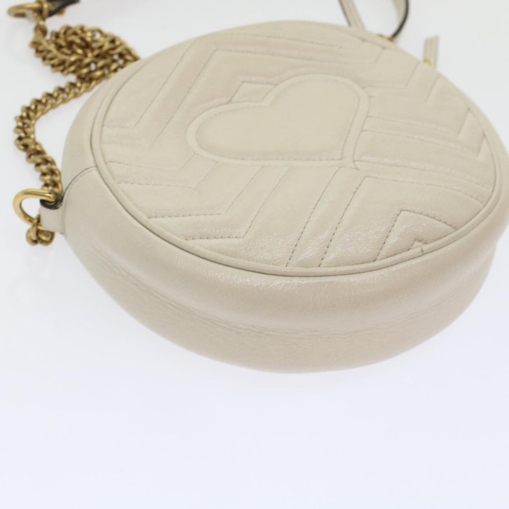 GUCCI GG Mormant Shoulder Bag Leather White 550154 bs7044