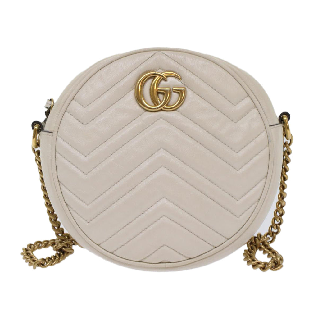 GUCCI GG Mormant Shoulder Bag Leather White 550154 bs7044