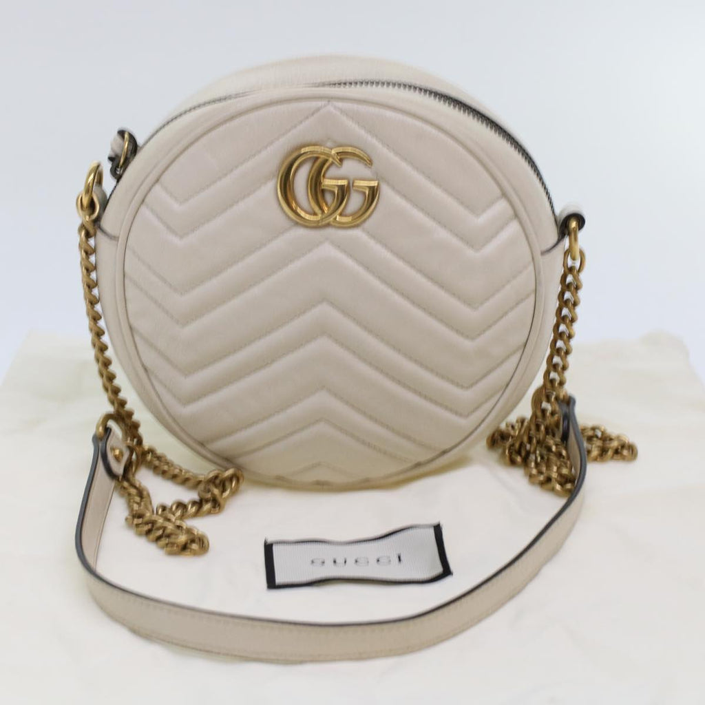 GUCCI GG Mormant Shoulder Bag Leather White 550154 bs7044
