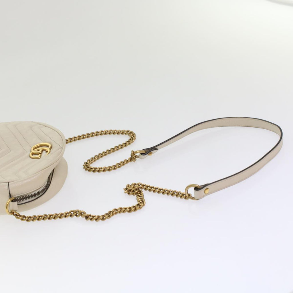 GUCCI GG Mormant Shoulder Bag Leather White 550154 bs7044