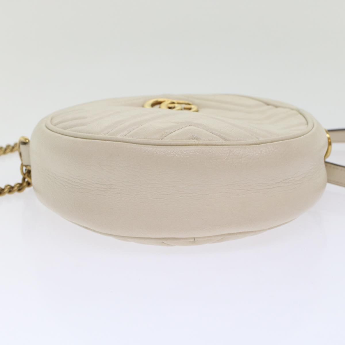 GUCCI GG Mormant Shoulder Bag Leather White 550154 bs7044