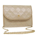 CHANEL Chain Shoulder Bag Lamb Skin Beige CC bs7081