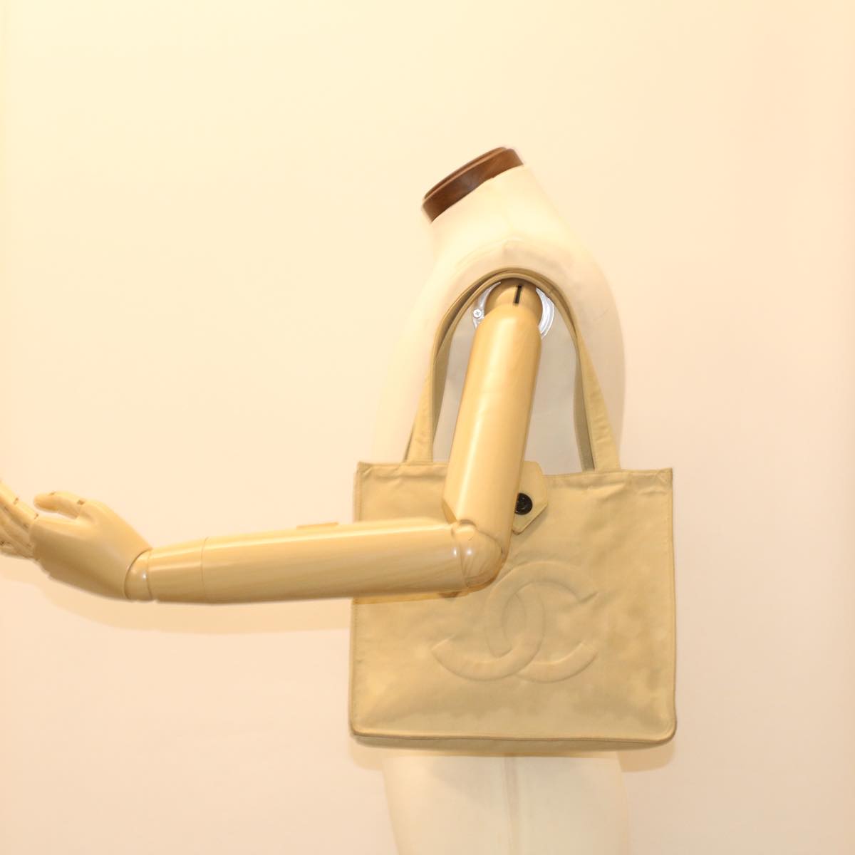 CHANEL Shoulder Bag Nylon Beige CC bs7114