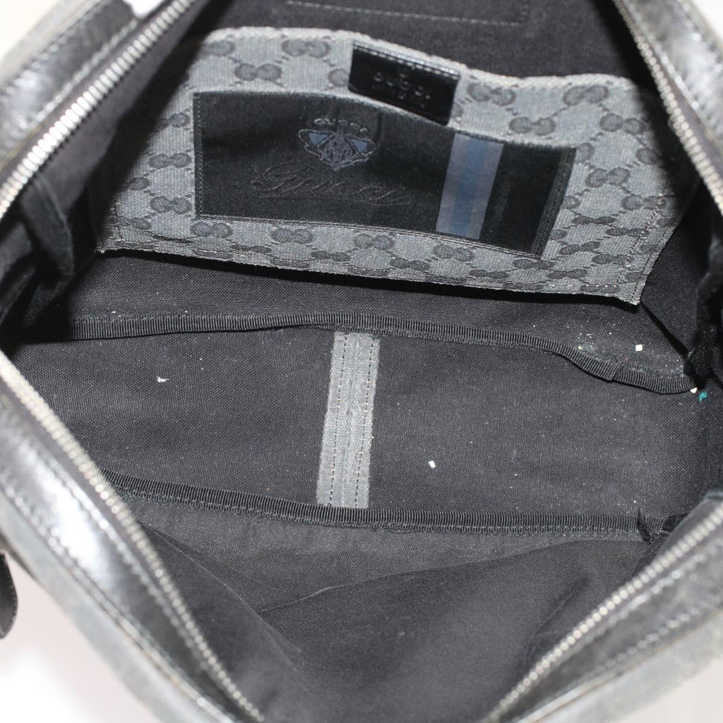 GUCCI GG Canvas Shoulder Bag Coated Canvas Leather 2Set Black Beige bs7126