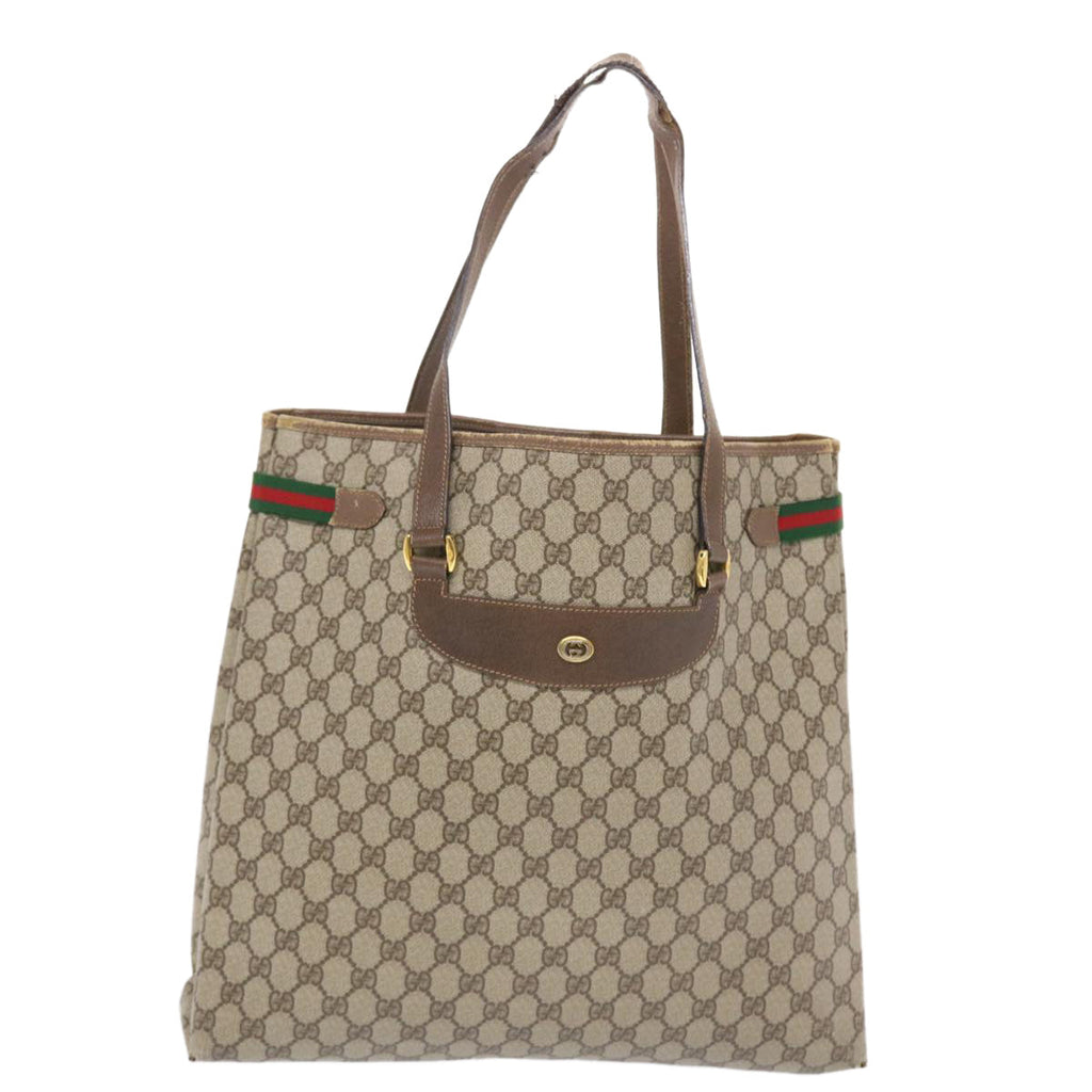 GUCCI GG Canvas Web Sherry Line Tote Bag Beige Red Green 39.02.091 bs7153