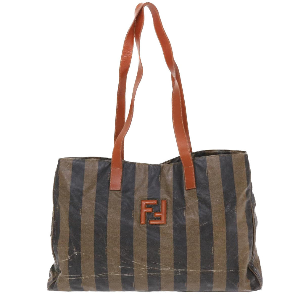 FENDI Pecan Canvas Tote Bag Coated Canvas Brown Black bs7173