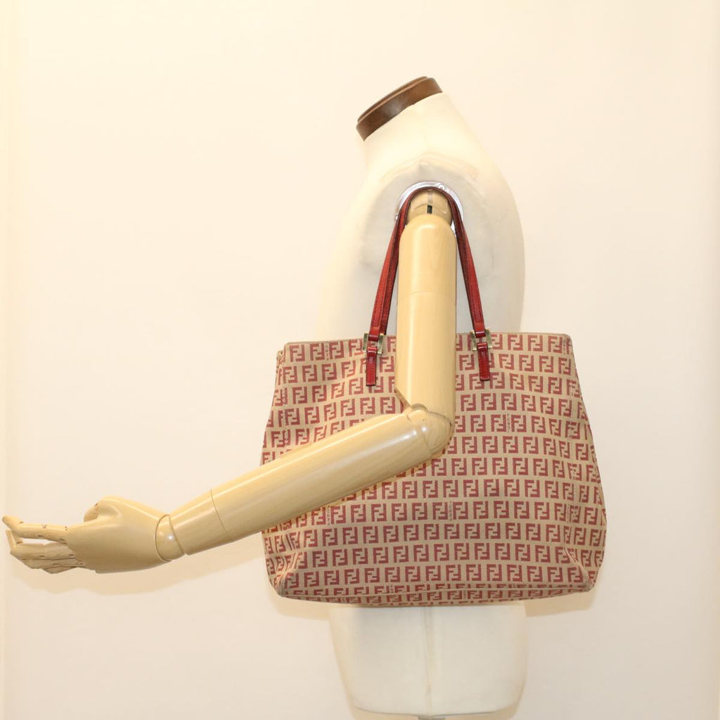 FENDI Zucchino Canvas Tote Bag Red bs7183