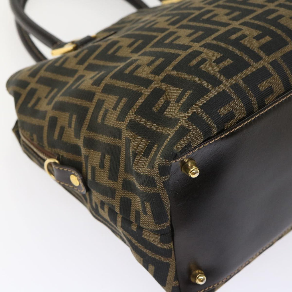 FENDI Zucca Canvas Hand Bag 2way Black Brown bs7184