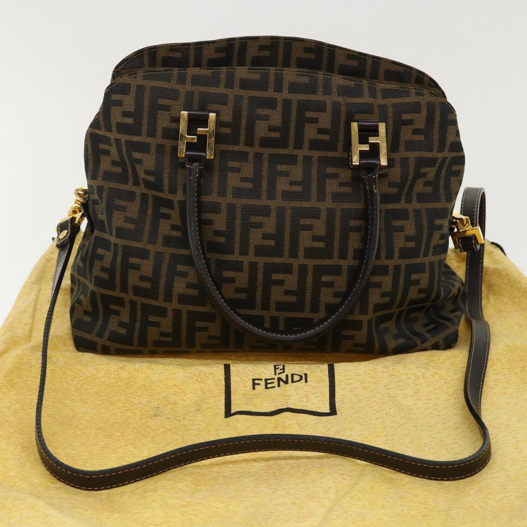 FENDI Zucca Canvas Hand Bag 2way Black Brown bs7184