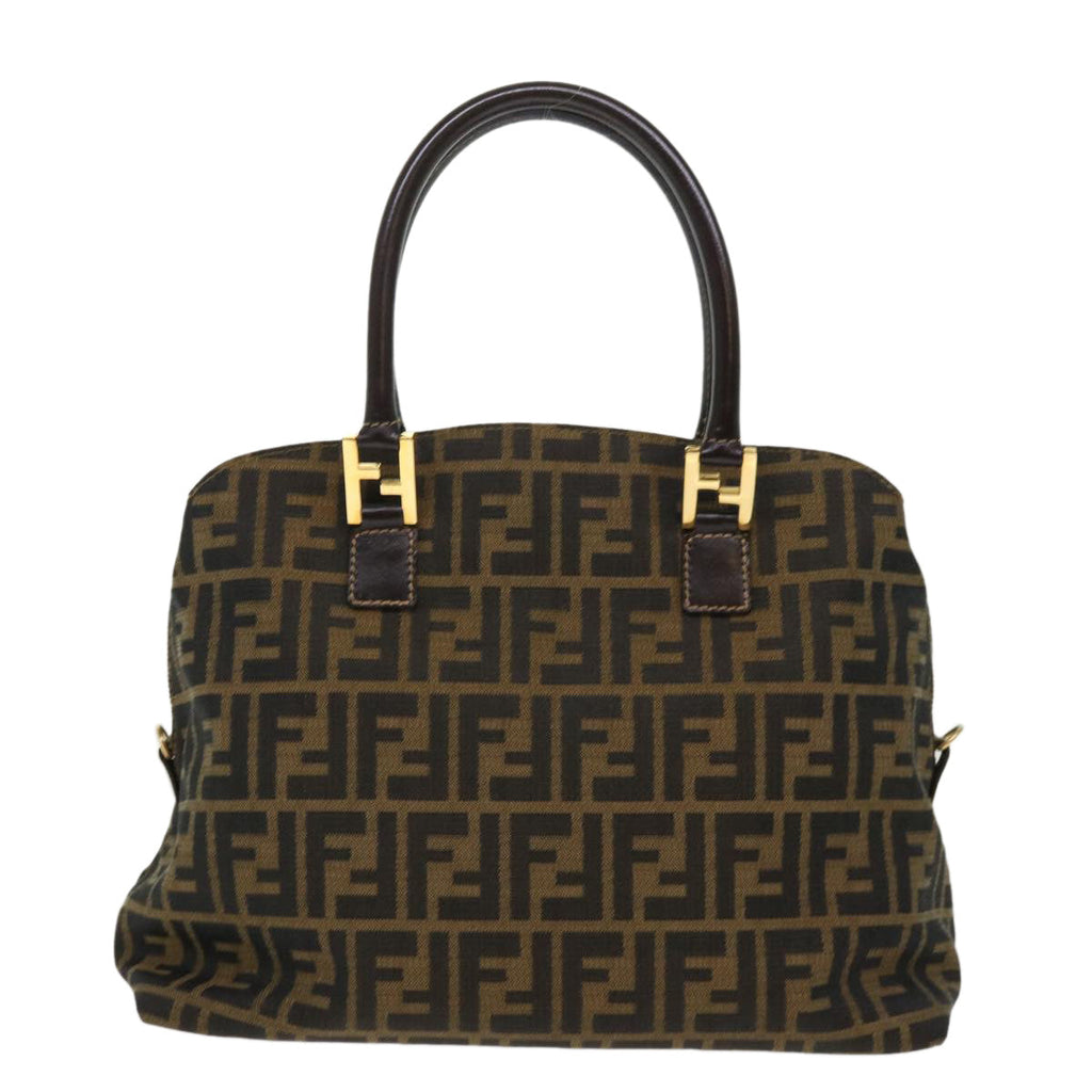 FENDI Zucca Canvas Hand Bag 2way Black Brown bs7184