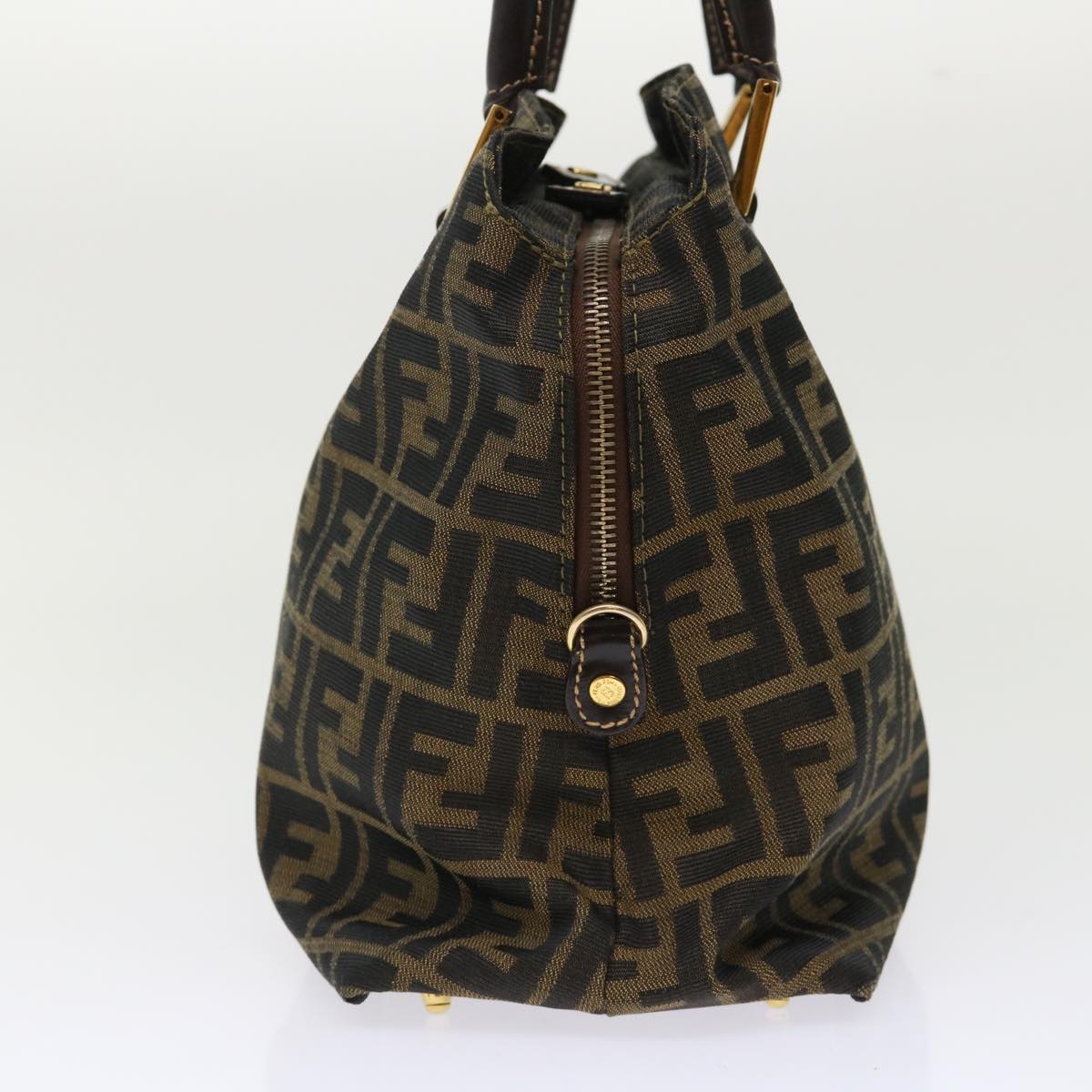 FENDI Zucca Canvas Hand Bag 2way Black Brown bs7184