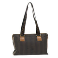 FENDI Pecan Canvas Shoulder Bag Black Brown bs7192