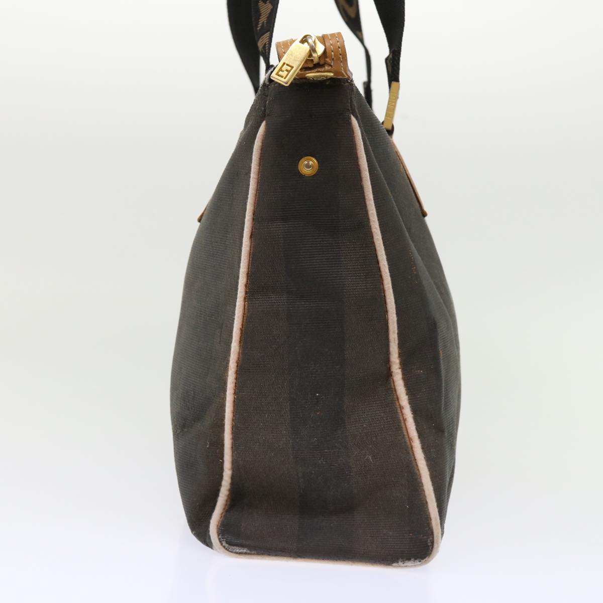 FENDI Pecan Canvas Shoulder Bag Black Brown bs7192