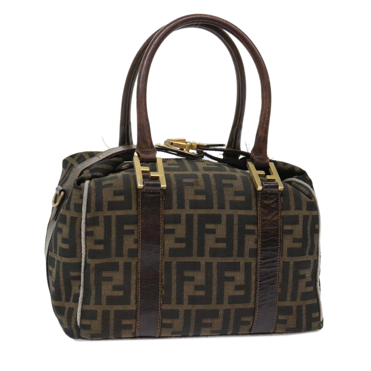 FENDI Zucca Canvas Hand Bag Black Brown bs7220