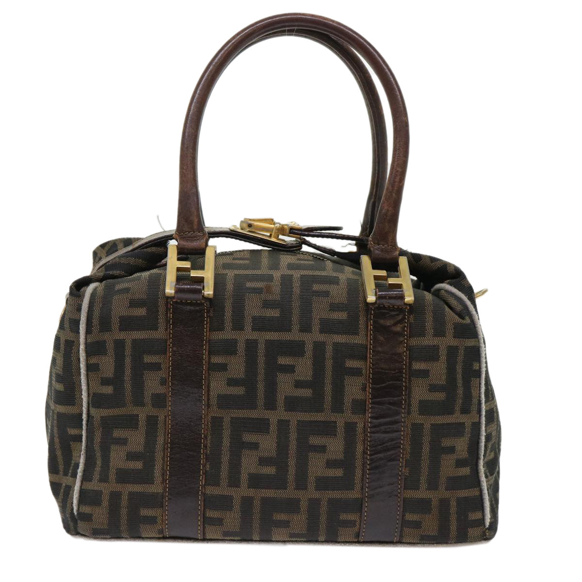 FENDI Zucca Canvas Hand Bag Black Brown bs7220