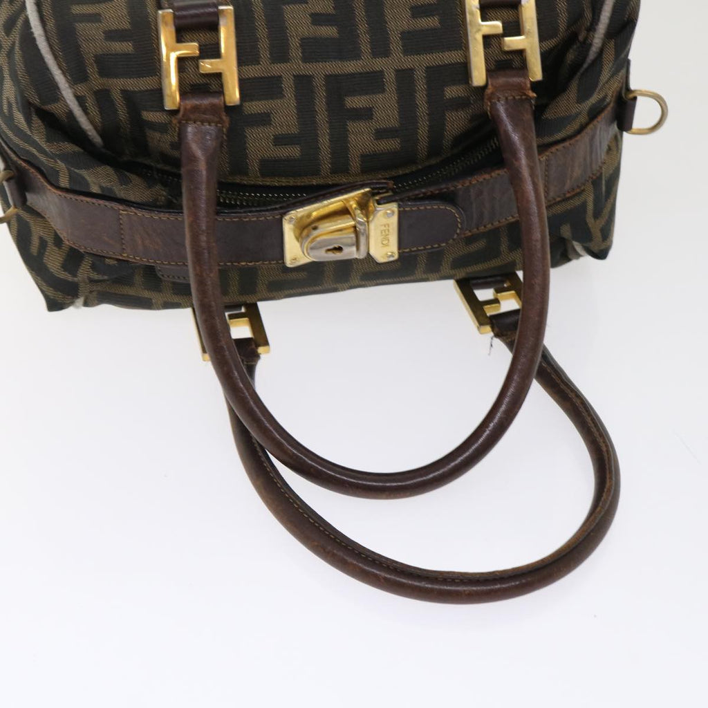 FENDI Zucca Canvas Hand Bag Black Brown bs7220