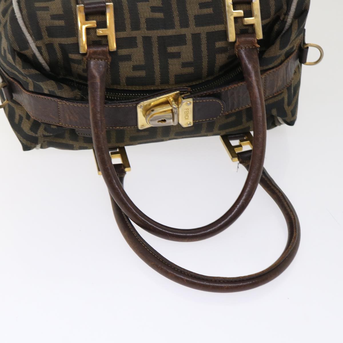FENDI Zucca Canvas Hand Bag Black Brown bs7220