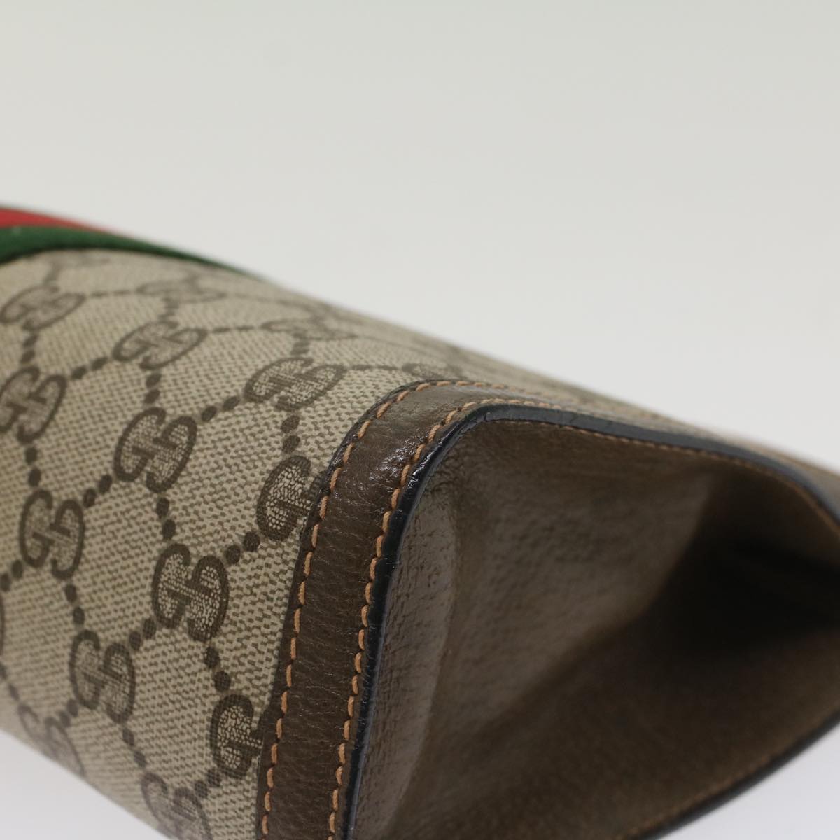 GUCCI GG Canvas Web Sherry Line Clutch Bag Beige Red Green 89.01.002 bs7231